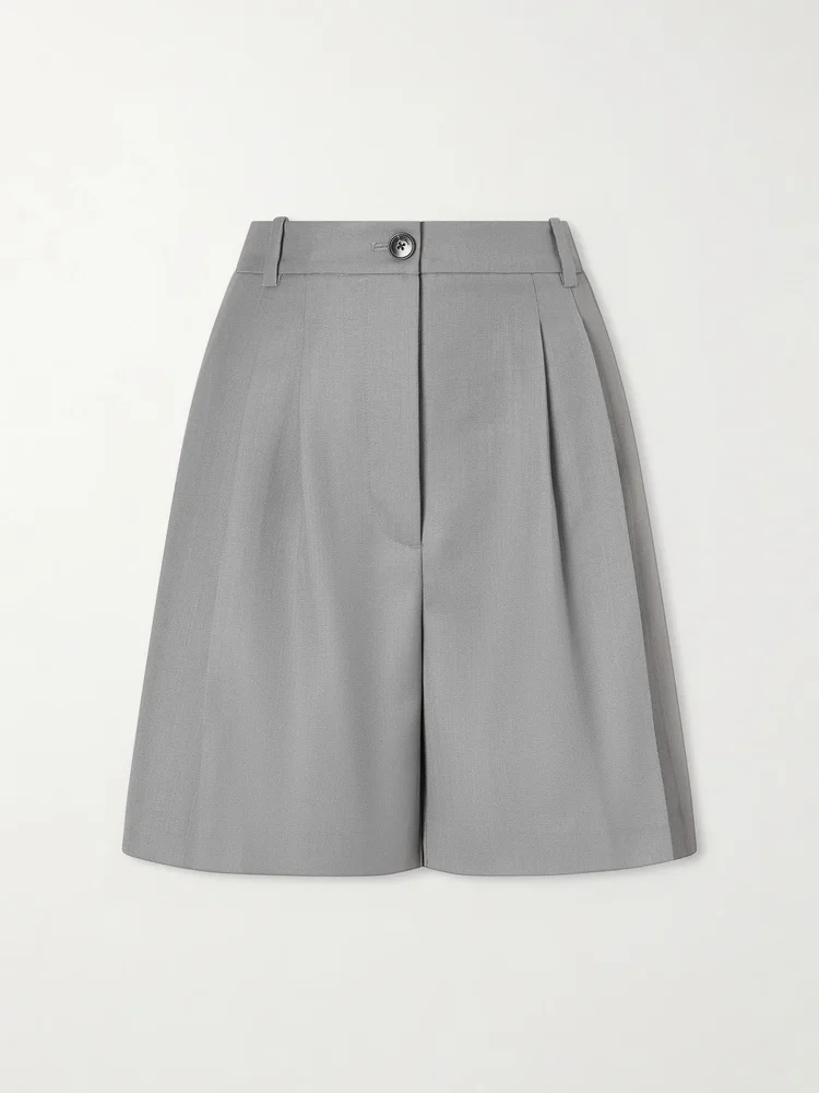 Brice pleated wool-blend shorts
