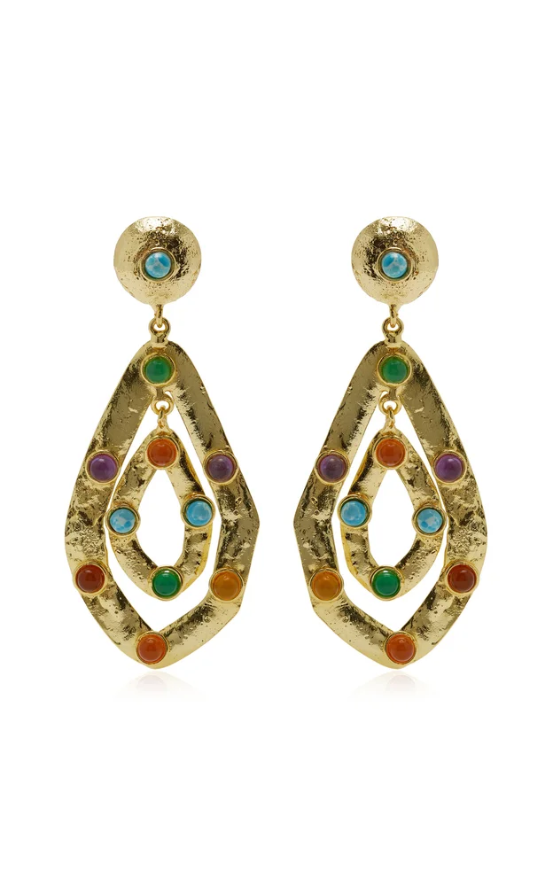 Ava Gold-Plated Multi-Stone Earrings