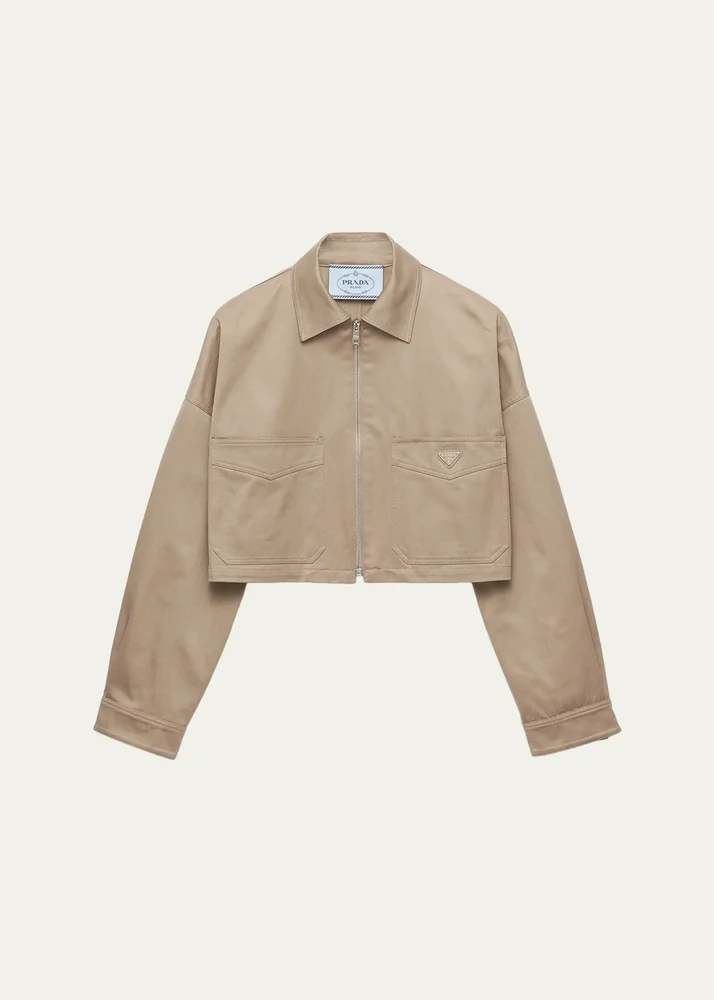 Logo-Detail Cotton Crop Jacket