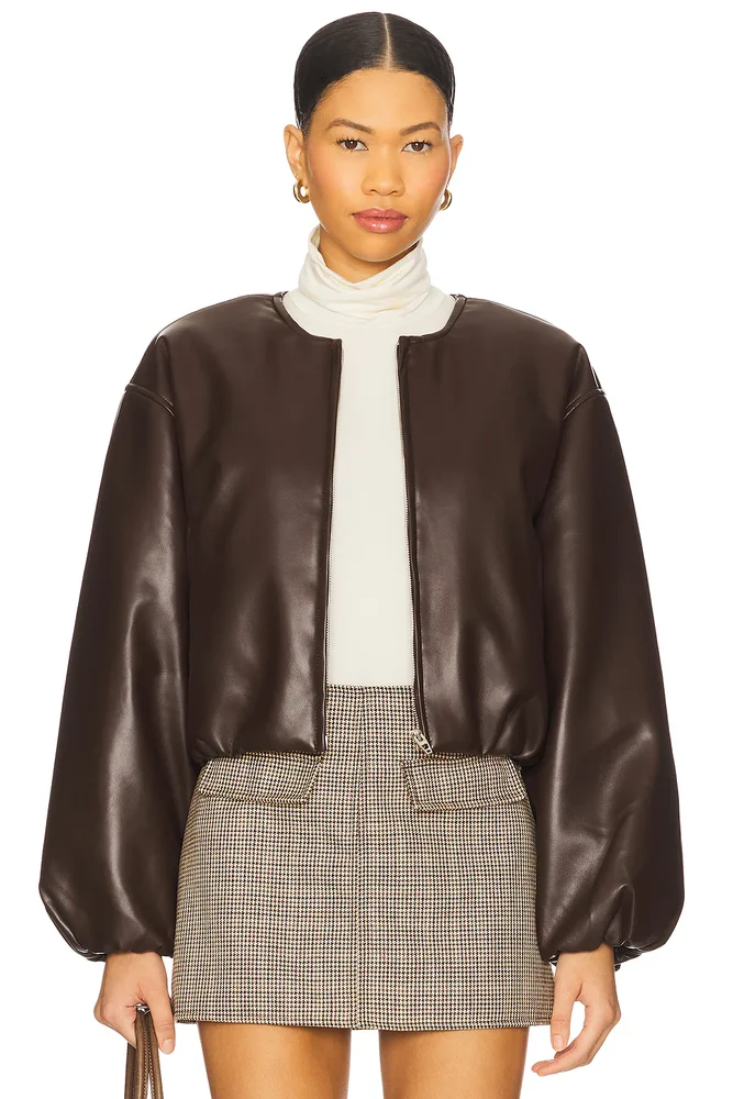 Cropped Leather Bomber