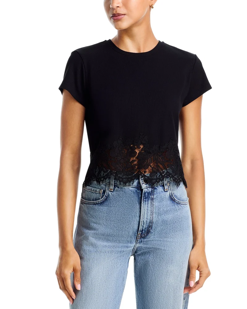 Paige Rib Lace Combo Tee