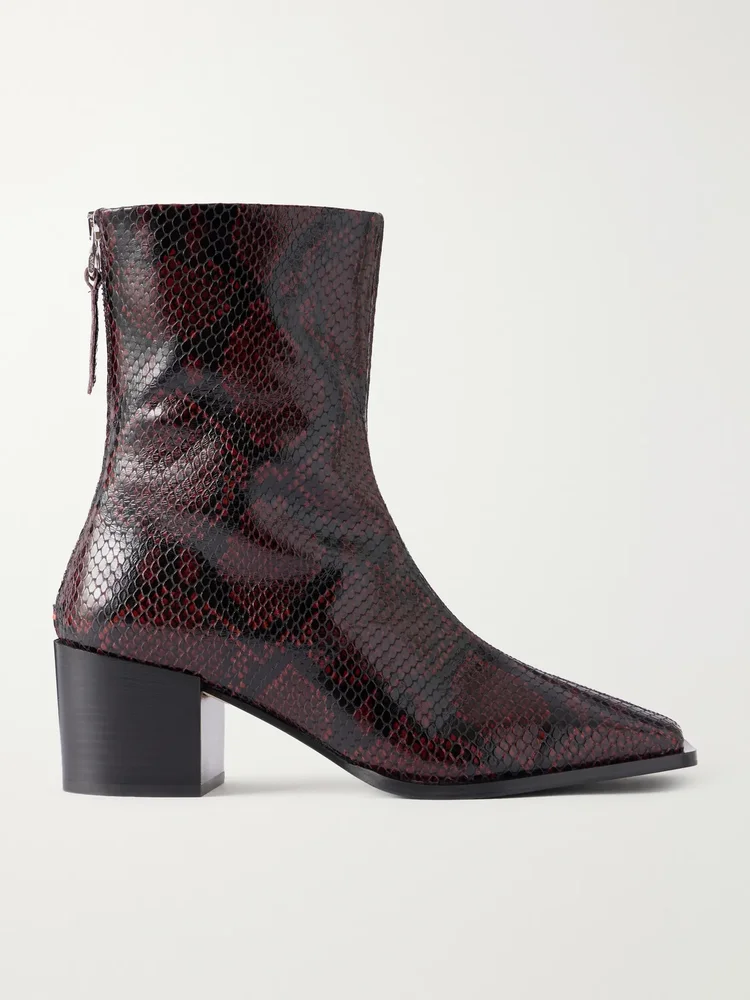 Amina sneak-effect leather ankle boots