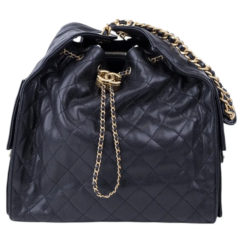 Pre-Owned 25 Medium Hobo Bag Black Caviar Calfskin Gold Hardware