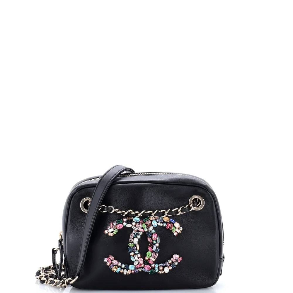 Chanel Giant Crystal CC Camera Bag Embellished Lambskin Small