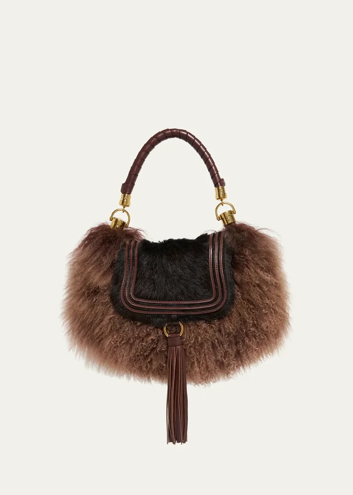 Marcie Foulard Shearling & Calf Hair Hobo Bag