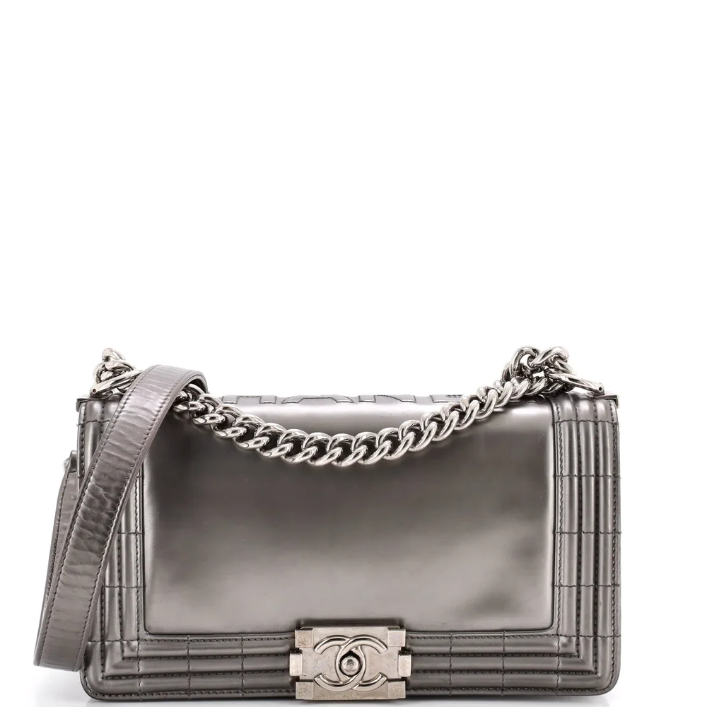 Pre-Owned Chanel Reverso Boy Flap Bag Glazed Iridescent Calfskin Old Medium