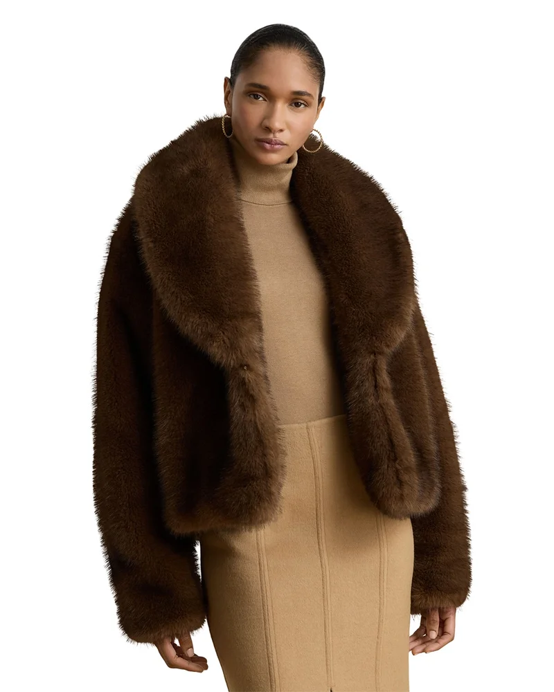Faux Fur Shawl Collar Coat