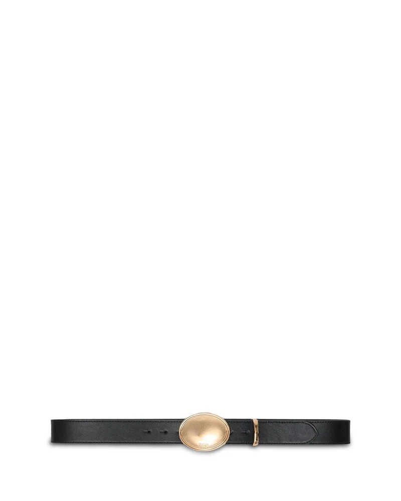 Oval Buckle Leather Belt