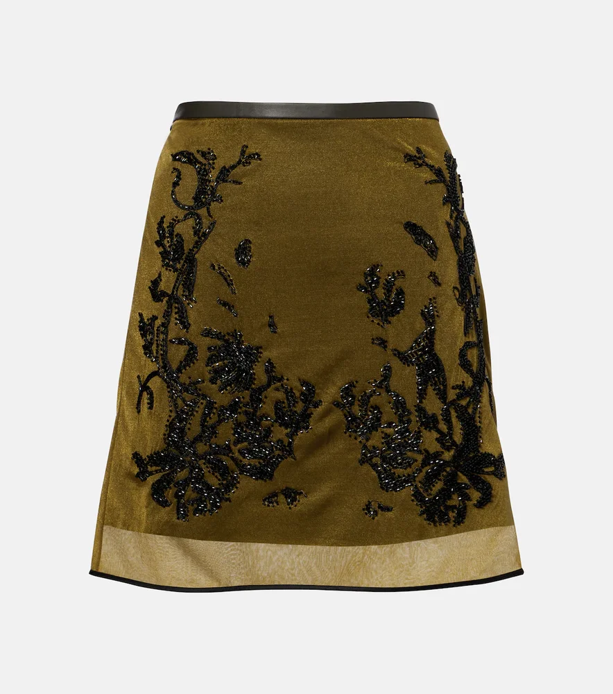Beaded floral miniskirt