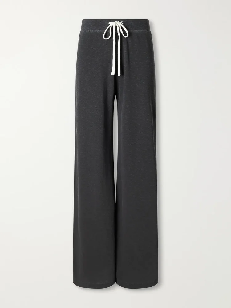 Cotton wide-leg track pants