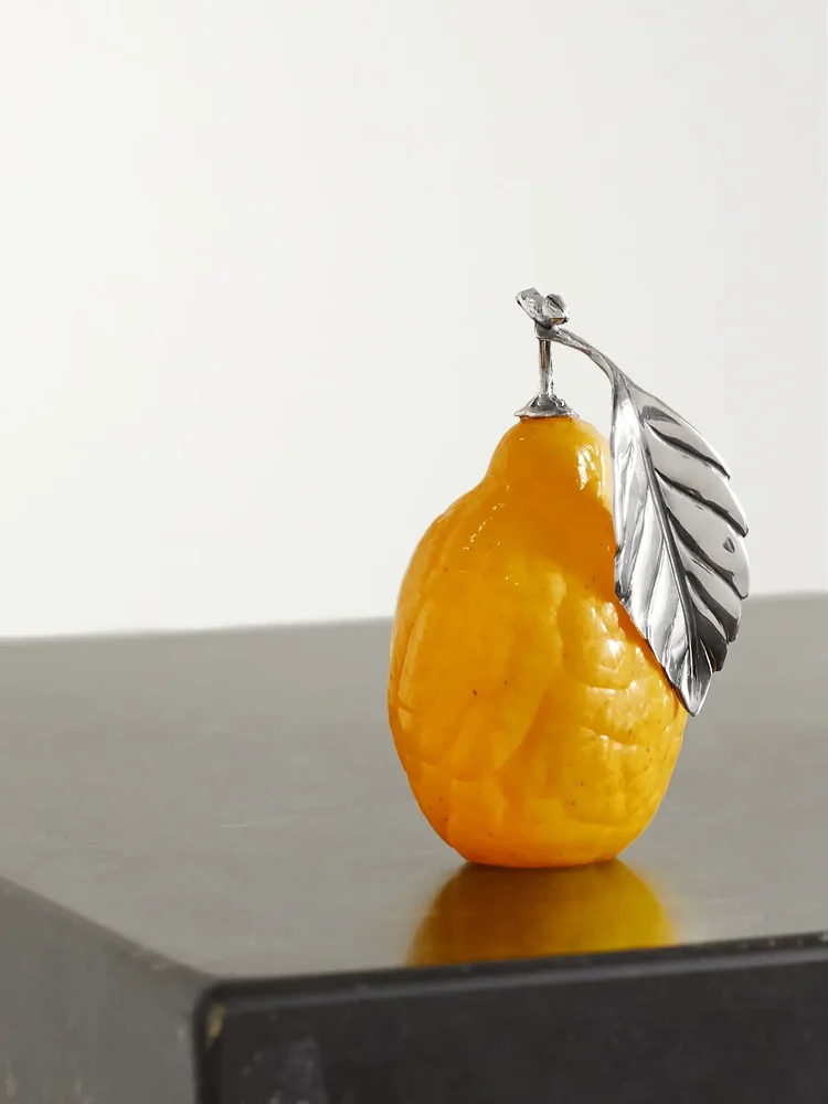 Lemon sterling silver and glass table marker