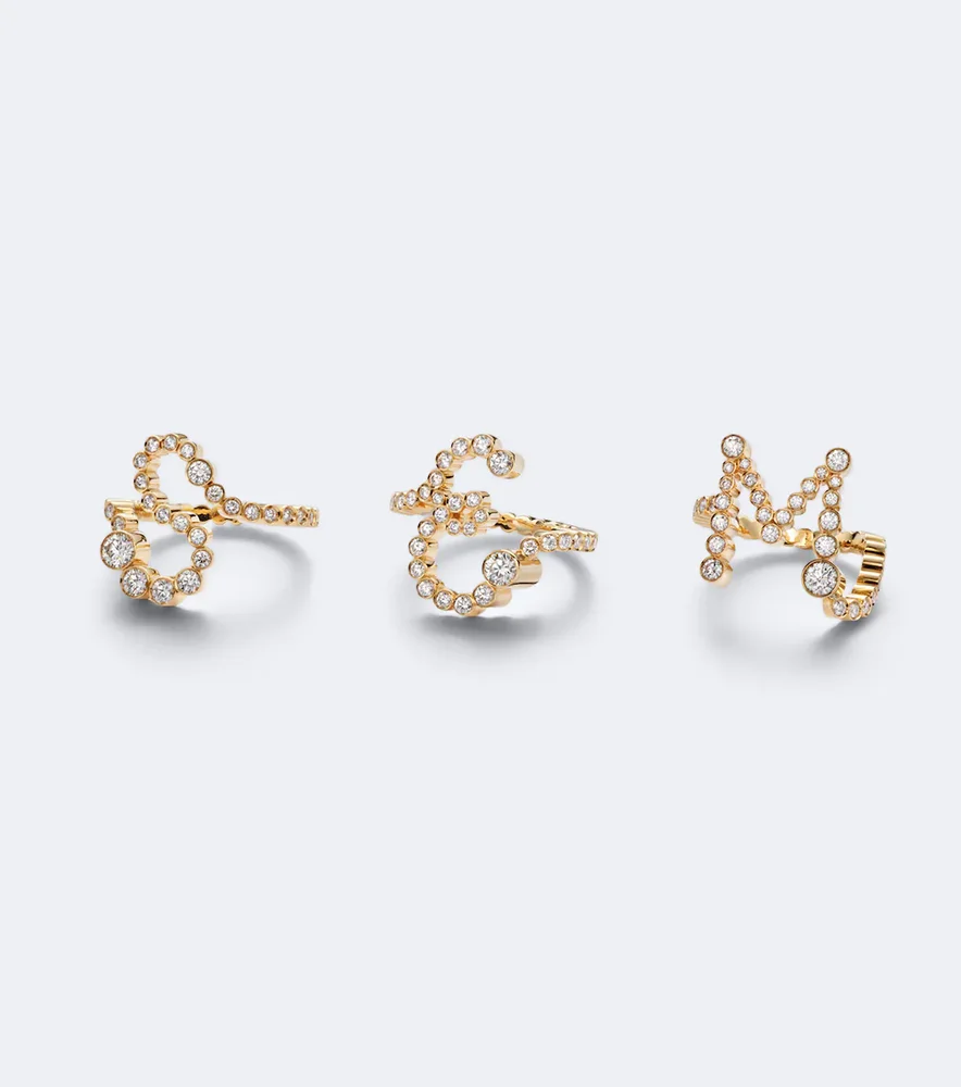 Ensemble 18kt gold ring with diamonds