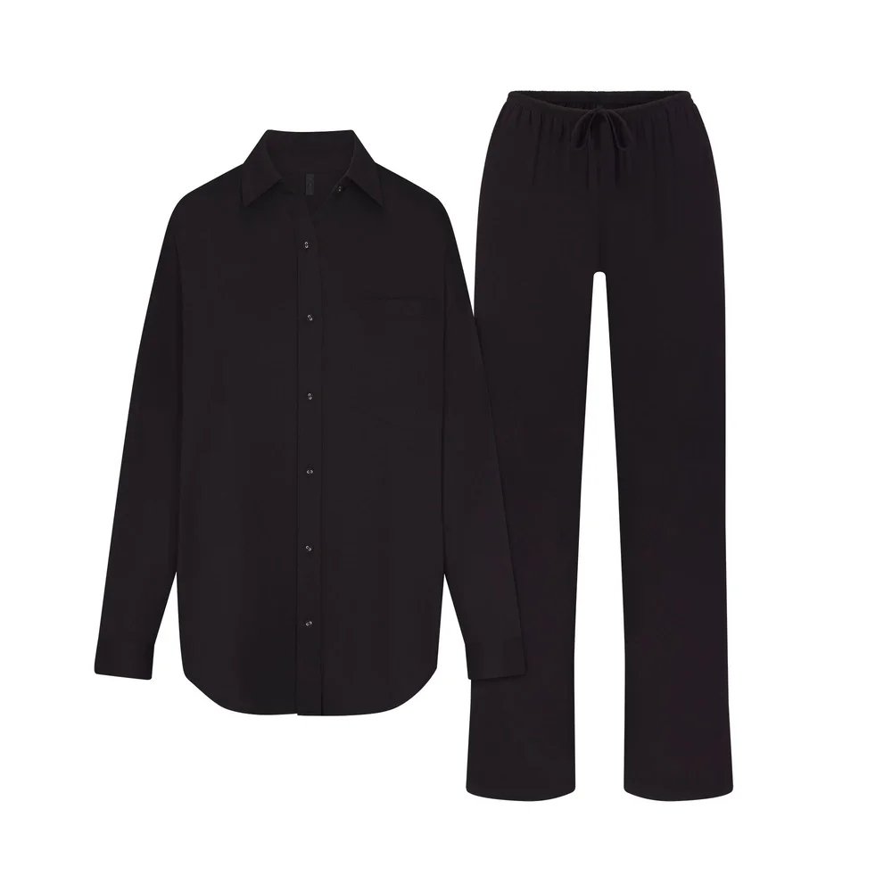 ORGANIC COTTON SLEEP LONG SLEEVE SET | OBSIDIAN