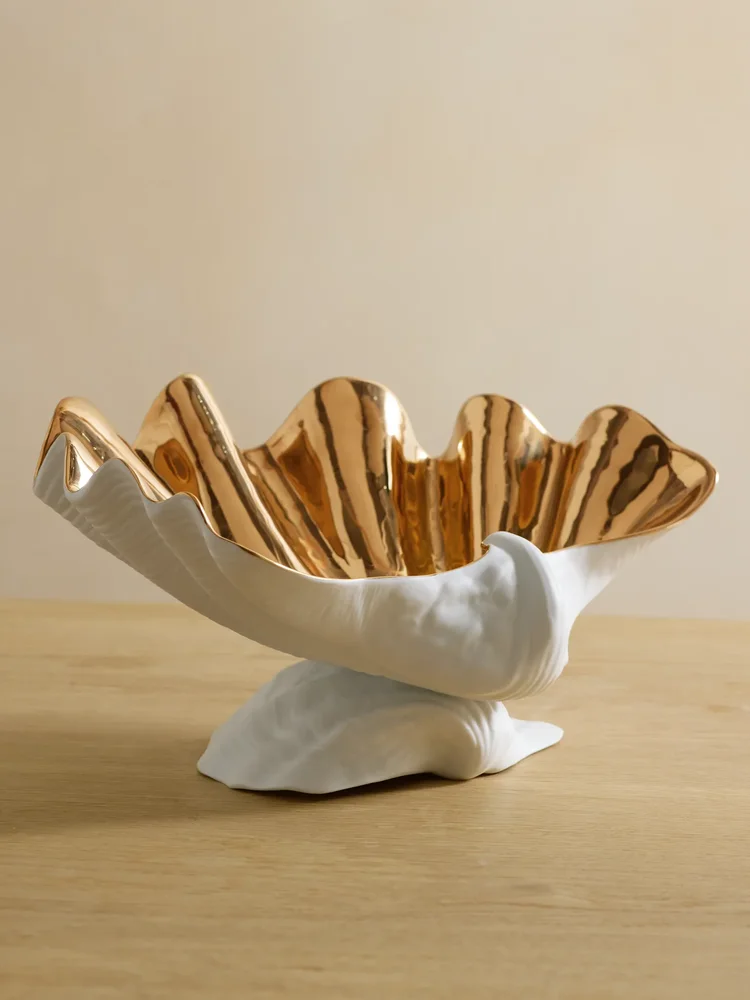 Neptune extra large gold-plated porcelain bowl