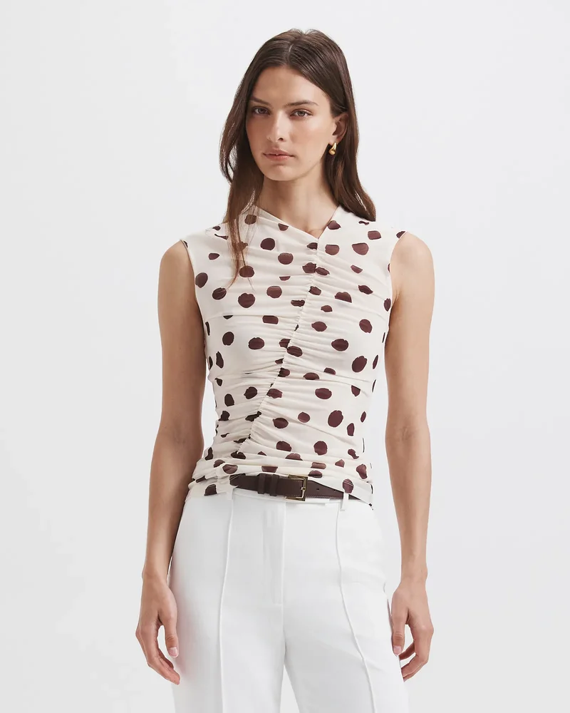Dolcetto Rouched Mesh Top