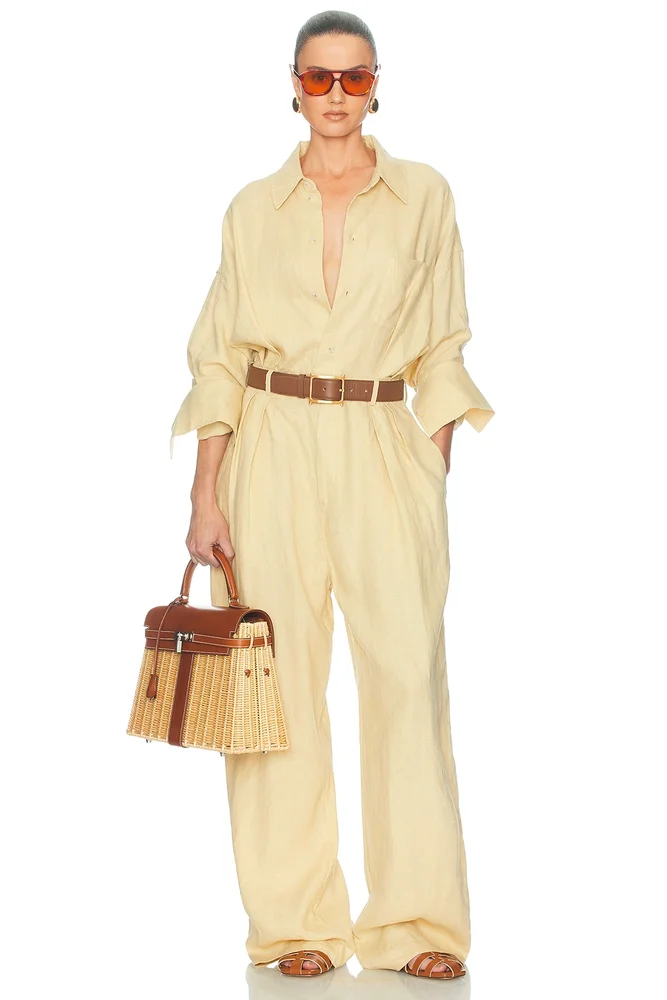 Paperbag Jumpsuit in Washed Linen