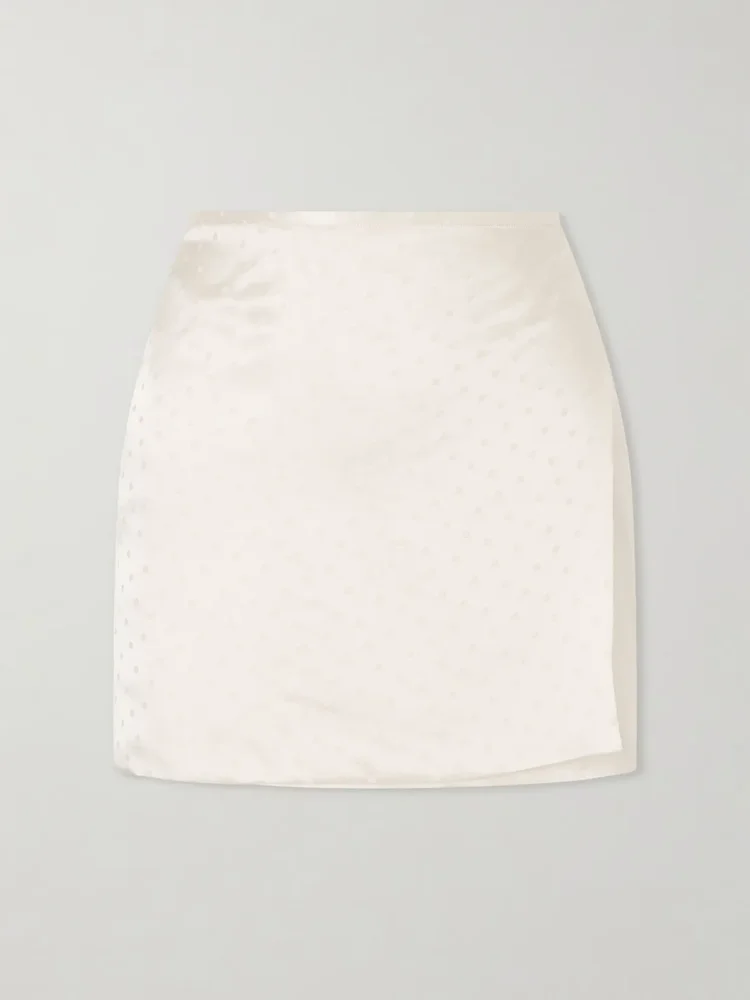 Shejo polka-dot satin-jacquard mini skirt