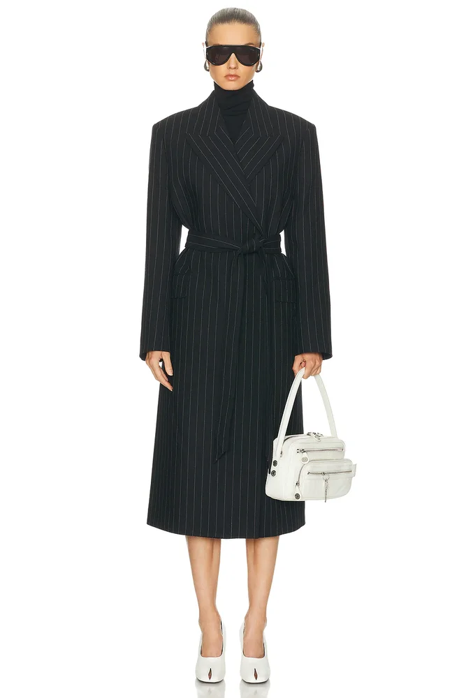 Olyx Pinstripe Maxi Coat