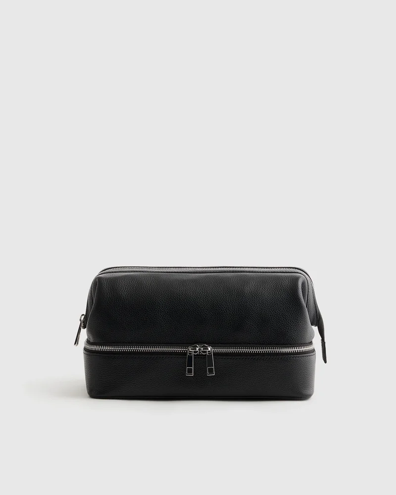 Italian Leather Dual Compartment Toiletry Bag