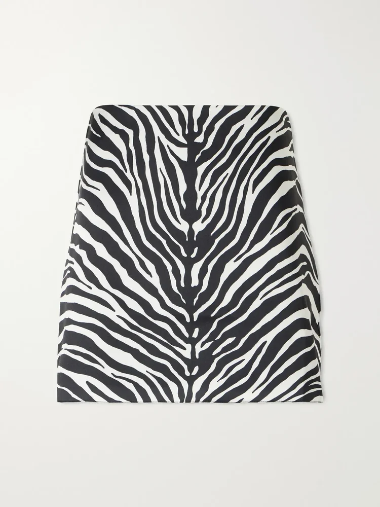 Zebra-print crepe mini skirt