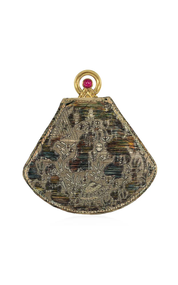 Cartier Retro Hand Mirror 18K Yellow Gold Ruby Pendant