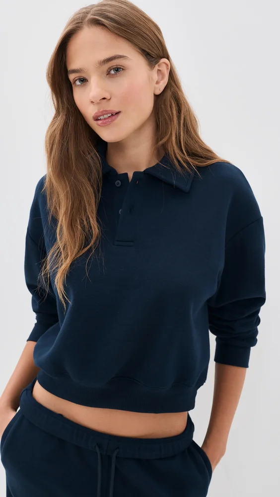 Fleeced Polo Sweatshirt