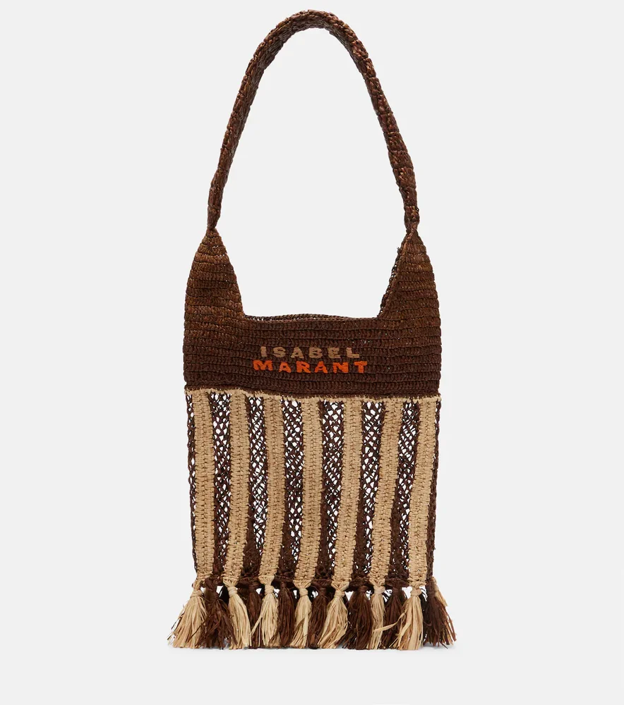 Praia striped raffia tote bag