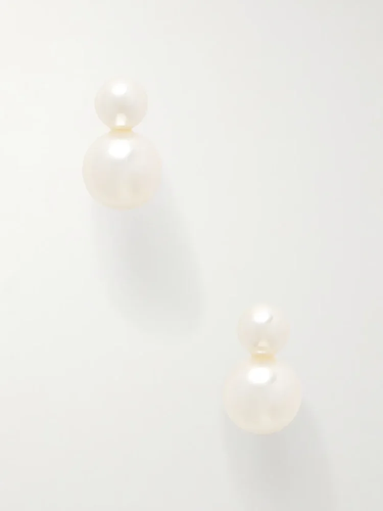 Iris gold-tone pearl-like earrings