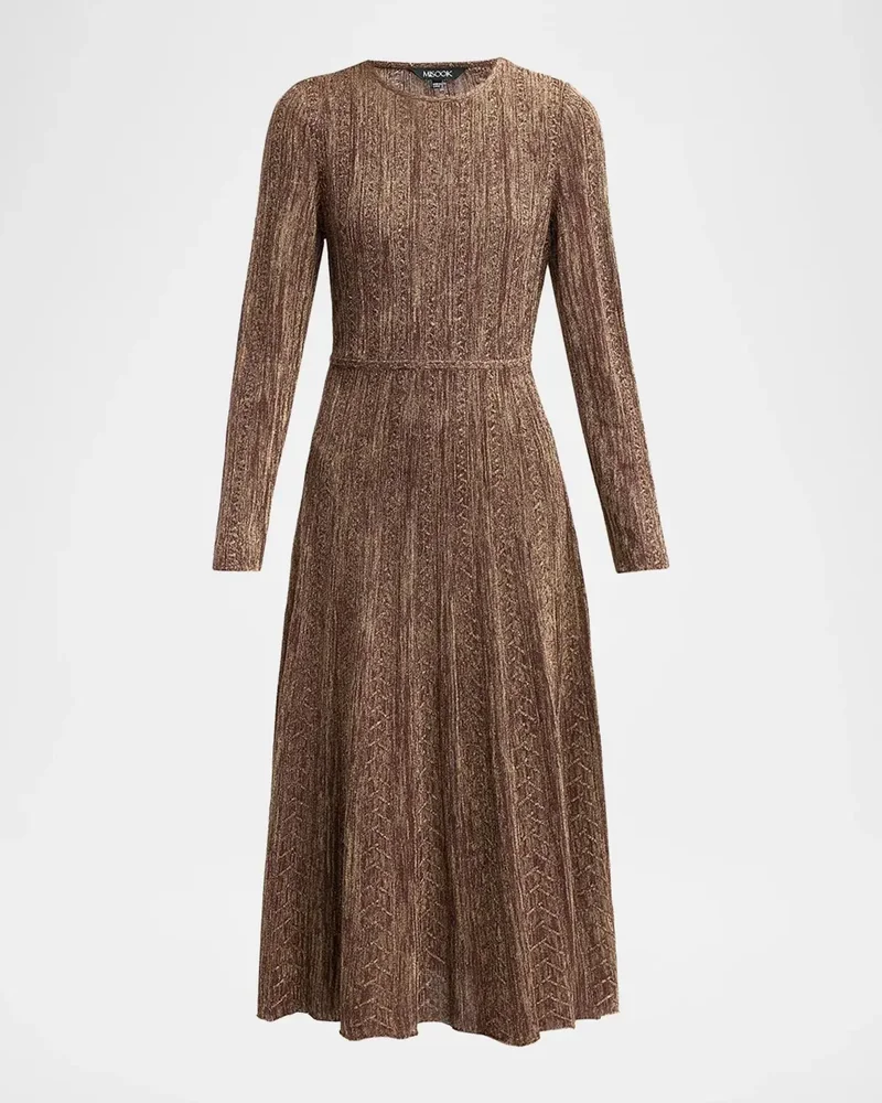 Metallic Pleated Midi Dress