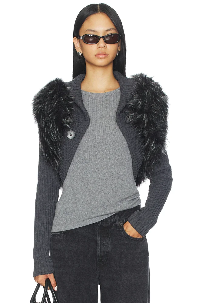 Knit Faux Fur Shrug