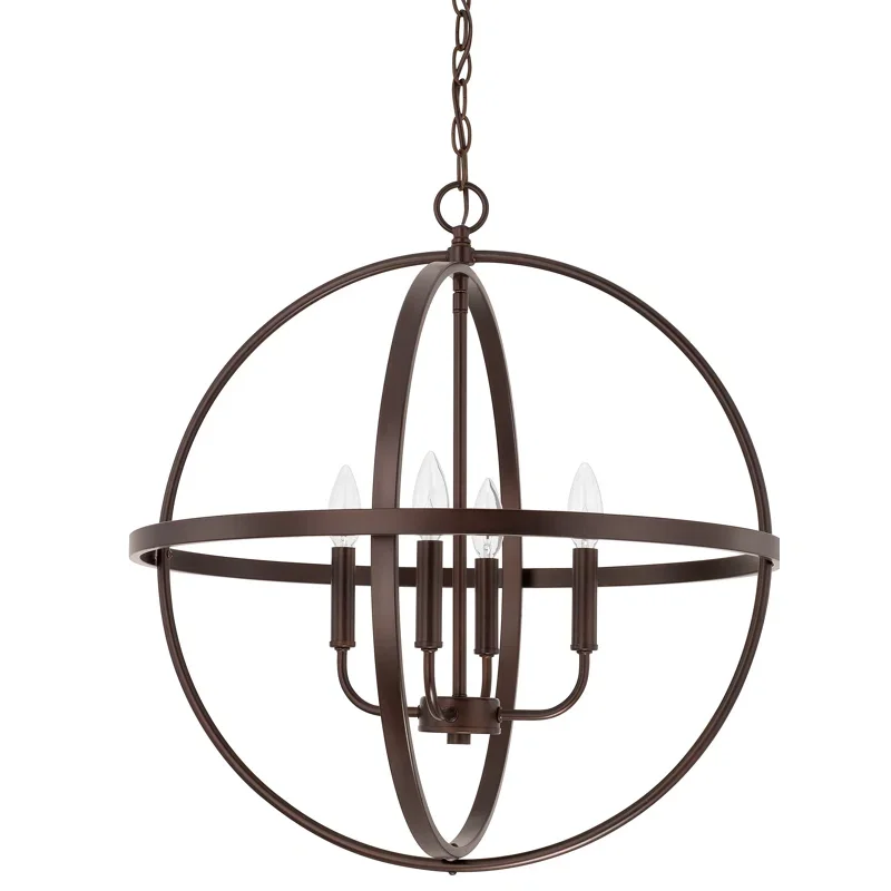 Independent 4-Light Dimmable Globe Chandelier