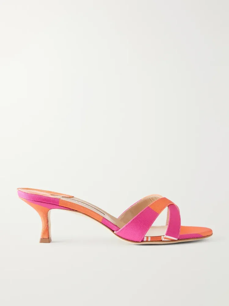 + Emilia Wickstead Callamu 50 striped grosgrain mules