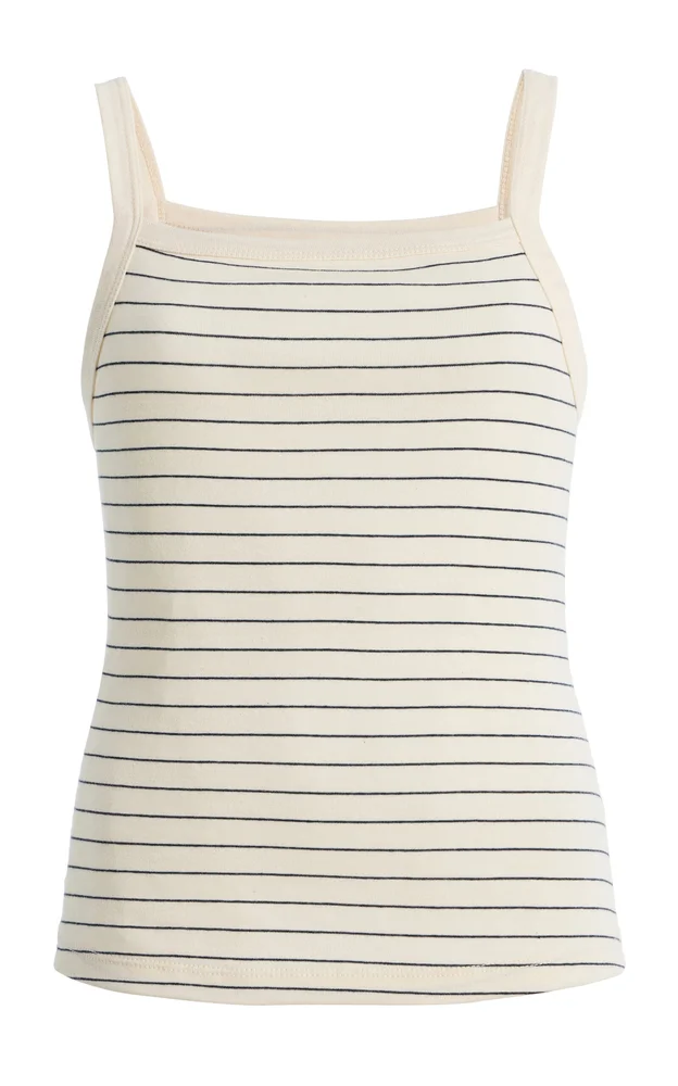 Nando Square-Neck Striped Cotton Tank Top
