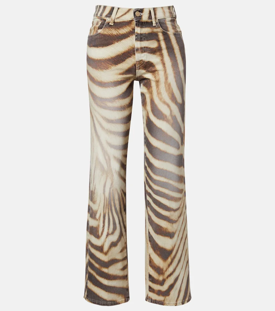Stovepipe Zebra-Print Straight Jeans