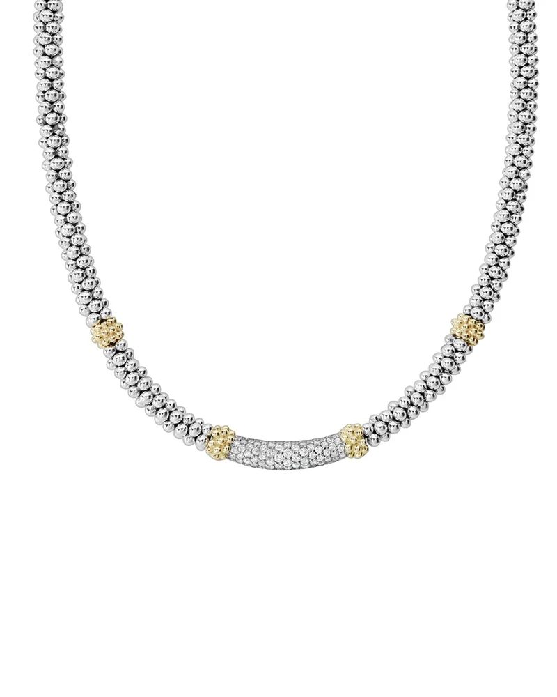 18K Gold & Sterling Silver Diamond Lux Collar Necklace, 18"