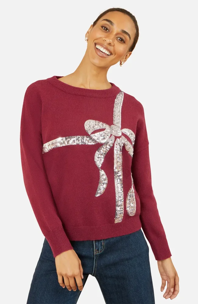 Sequin Bow Knitted Sweater