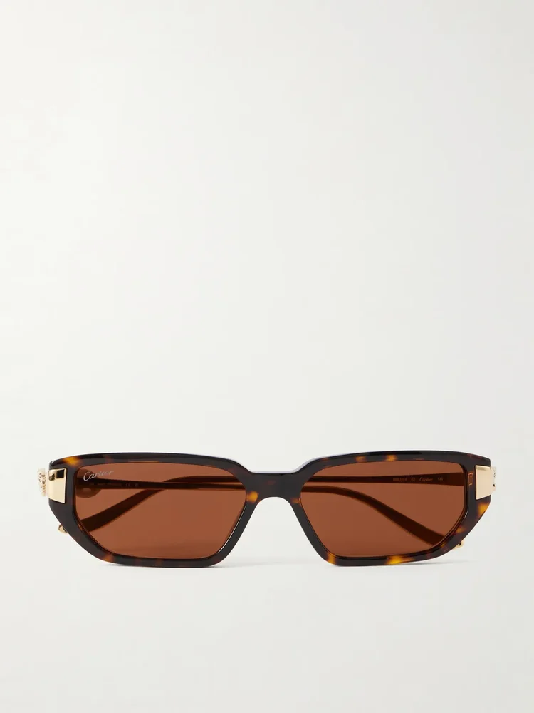 Panthère de Cartier rectangular-frame recycled-acetate gold-tone sunglasses