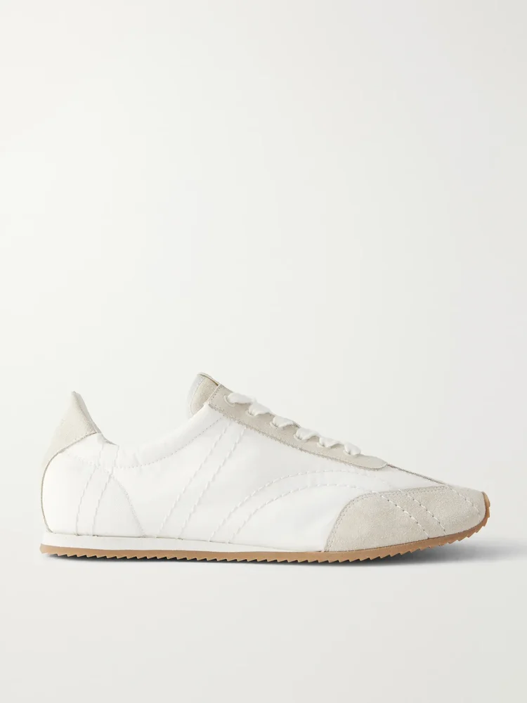 Flex suede-trimmed shell sneakers