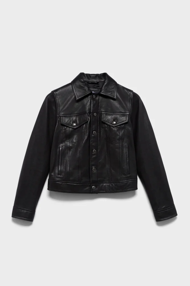 ADI TRUCKER JACKET in Leather Black