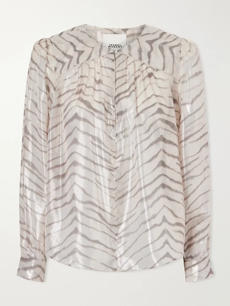 Farali animal-print Lurex silk-blend shirt