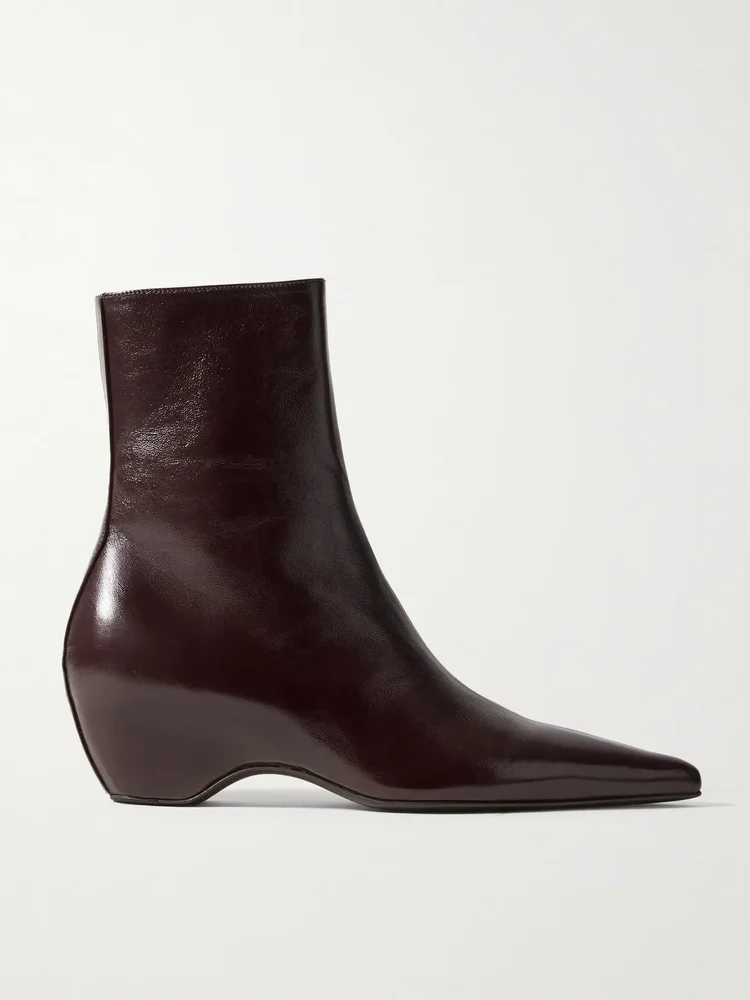 Sybil glossed-leather ankle boots