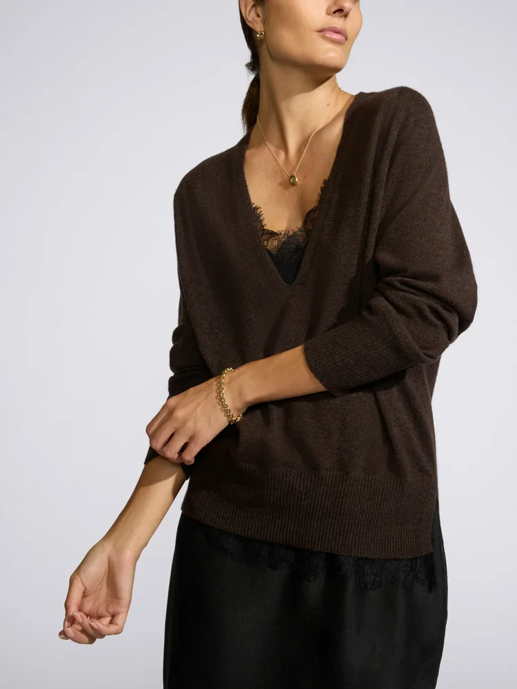 Lace Vee Looker Pullover