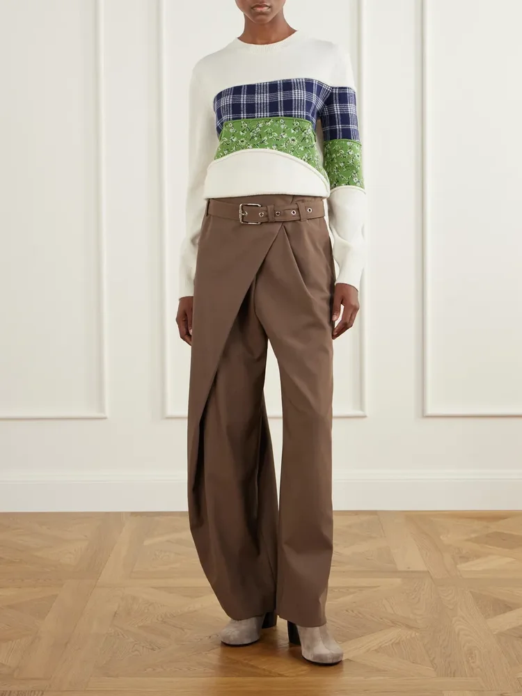 Embroidered wool-blend sweater