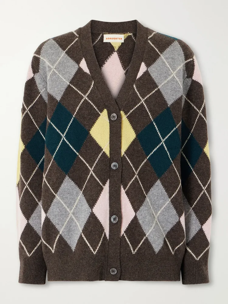 Ava argyle wool cardigan