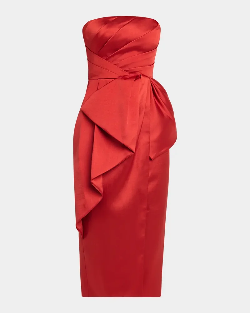 Dorothea Draped Strapless Midi Dress