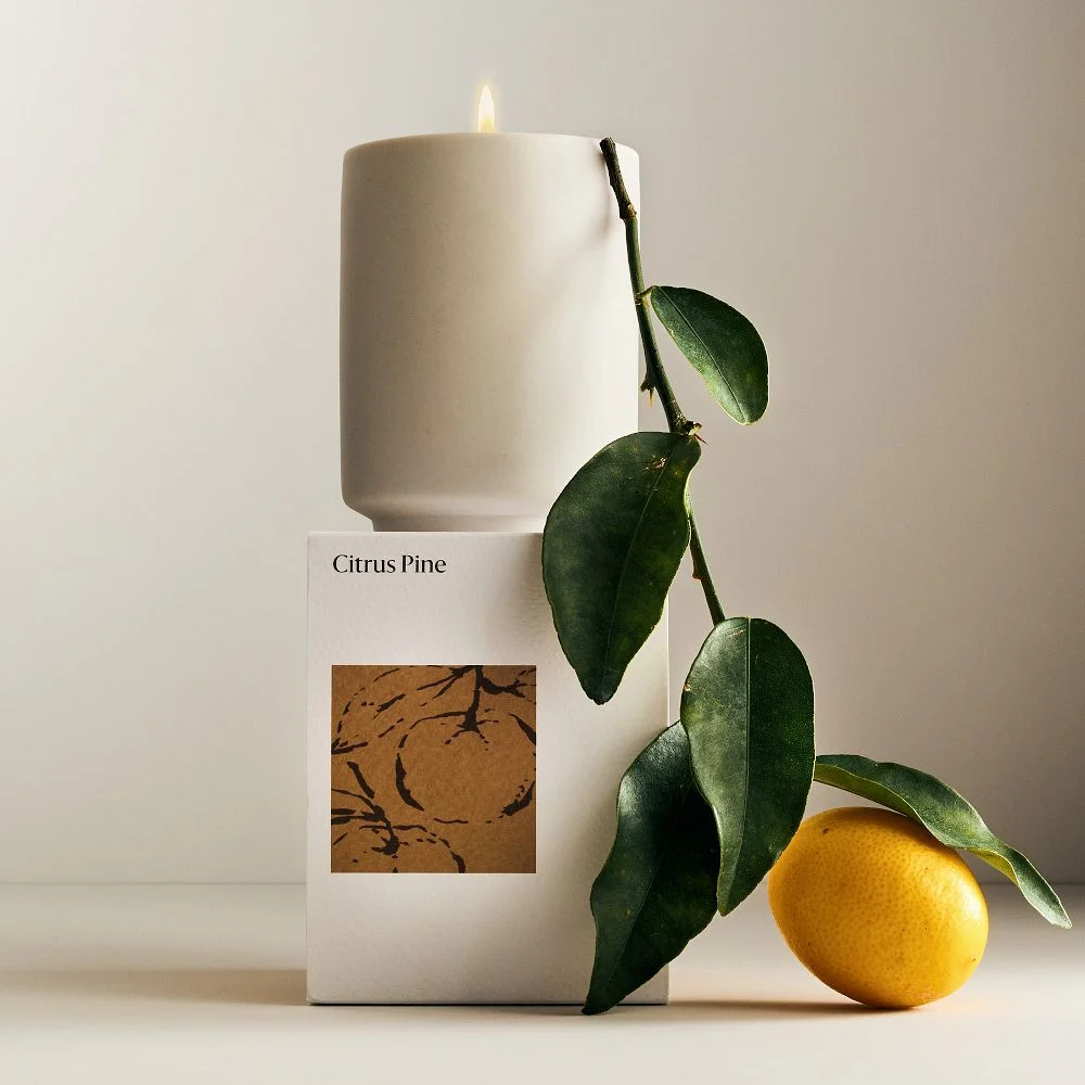 Homescent Single Wick Candle, Citrus Pine