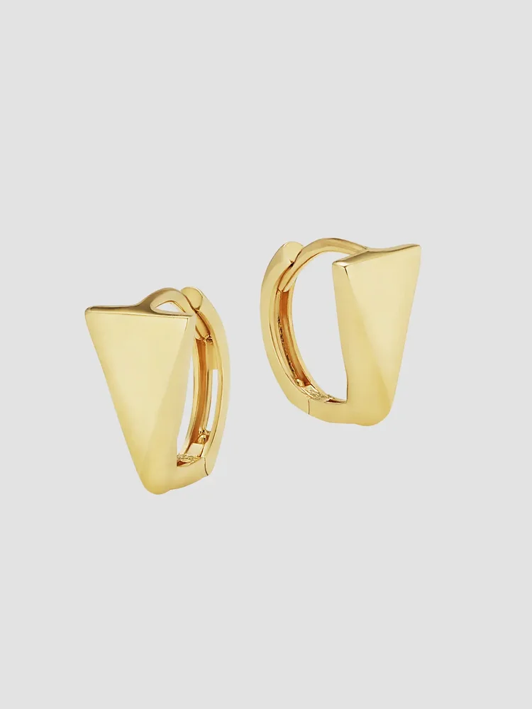 14K Yellow Gold Prism Huggies