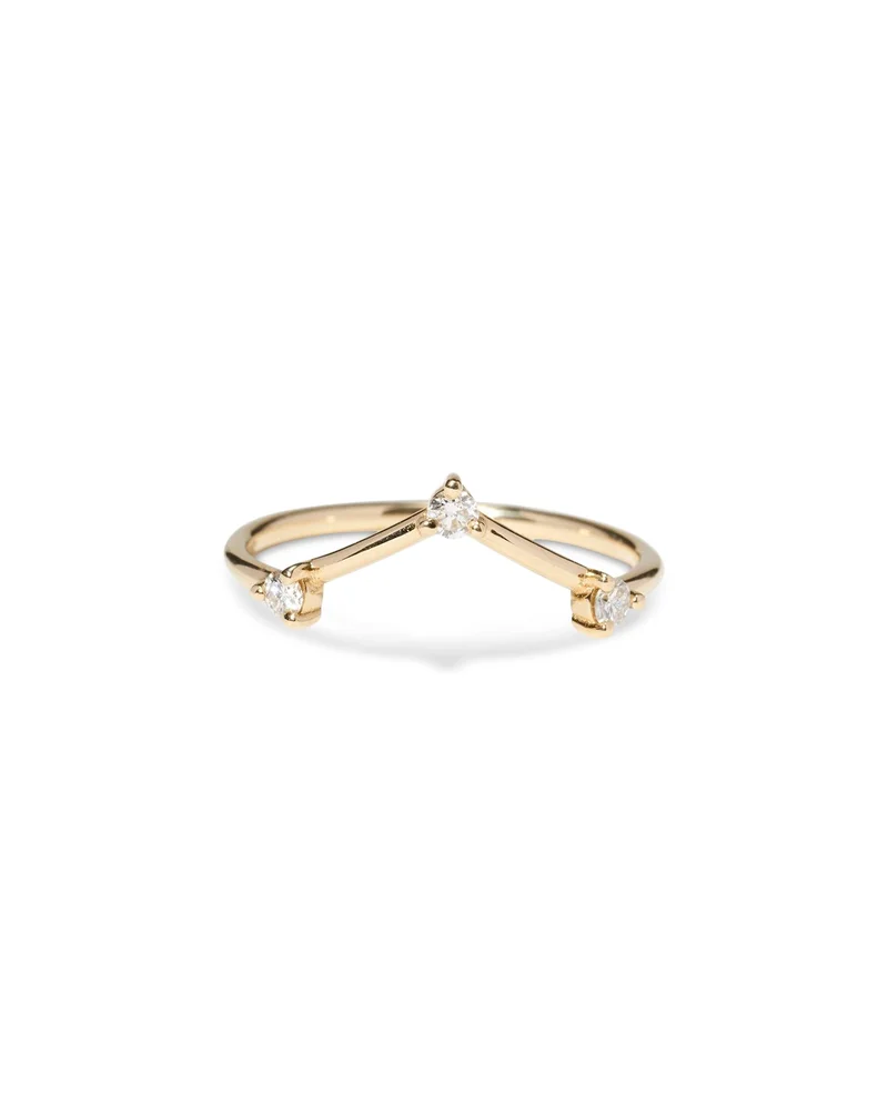 14K Yellow Gold Diamond Triangle Ring