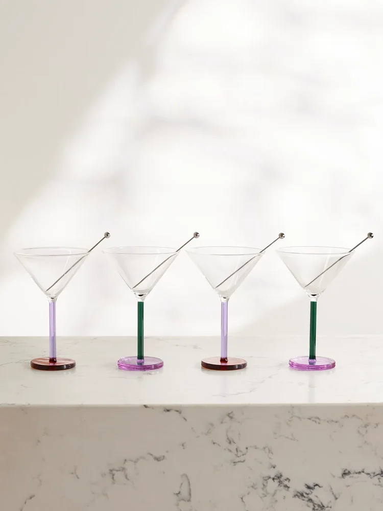 Piano set of four glass cocktail coupes