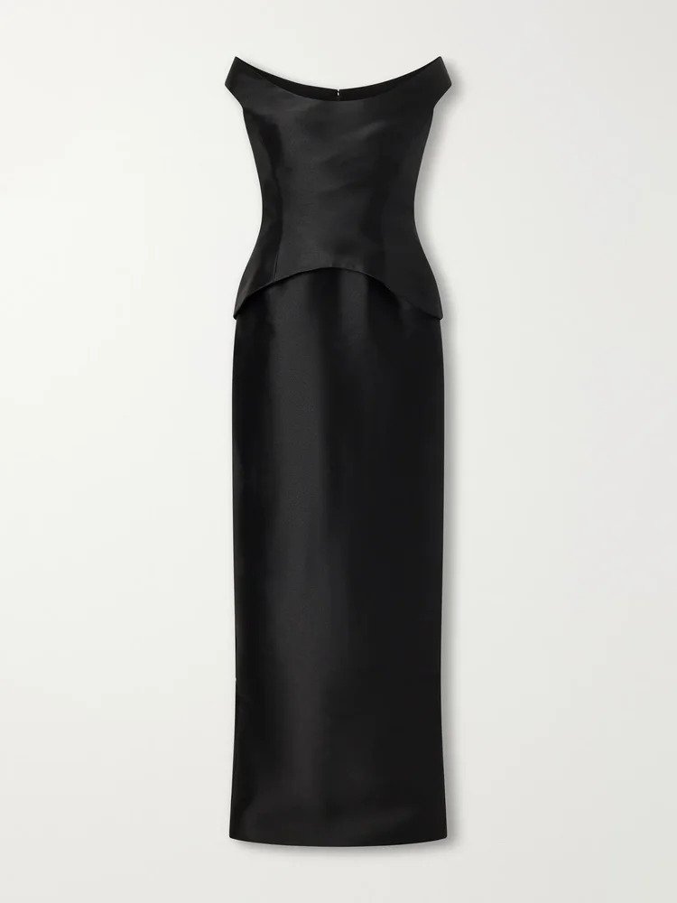 Pieta off-the-shoulder twill gown